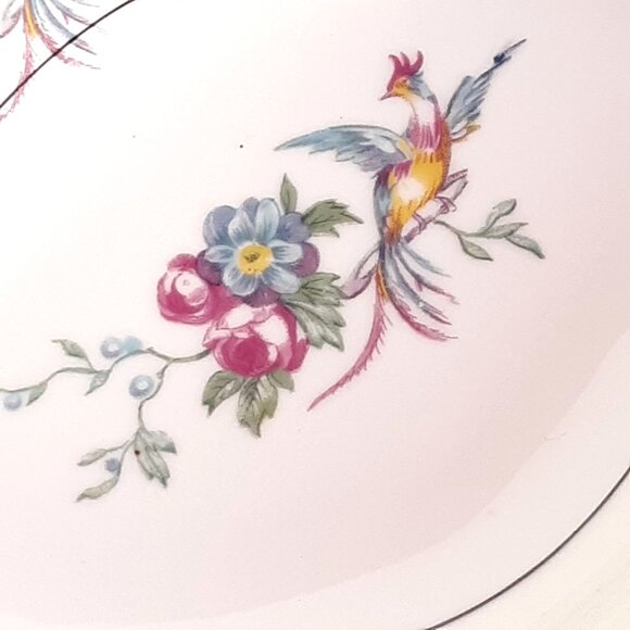 J-B Limoges France Oval Porcelain Floral & Bird Design Pickle Relish Dish - Picture 3 of 6